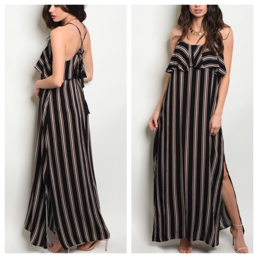 Stripe Ruffle Maxi Dress - Picture 2 of 4